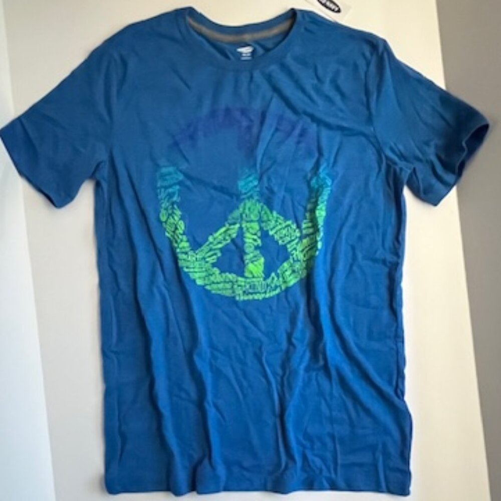 OLD NAVY Peace Tee - Blue - Boys Size XXL/18 - *NWT